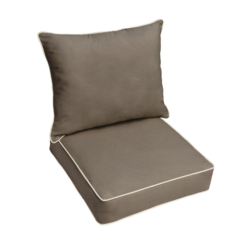 Coussin de chaise de salle à manger intérieur / extérieur Glenam, Toile Sunbrella® taupe, H 5 po x l 23 po x P 25 po