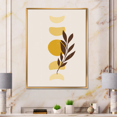 Abstrait géométrique soleil et lune avec feuille VII - impression sur toile