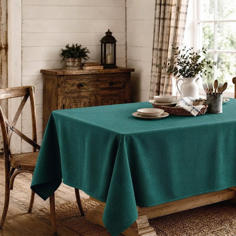  Absher Thanksgiving Stain Resistant Tablecloth, 118" L x 57" W, Teal