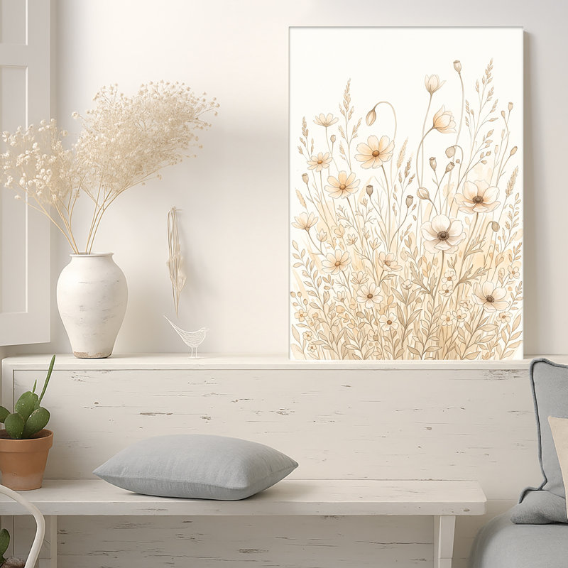 Art mural sur toile beige et crème, H 40 po x l 28 po