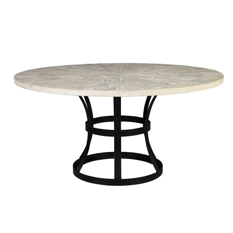 Mcfall Round Solid Wood Dining Table, White Washed