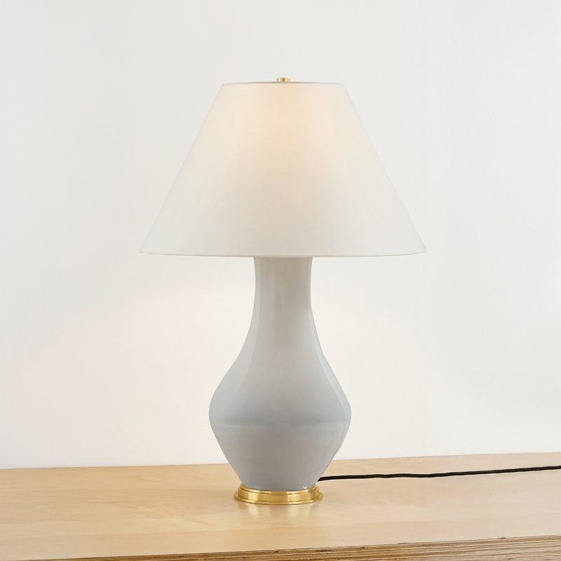 Hanslope Table Lamp in Aged Brass and Ceramic French Muslin by Mark D. Sikes