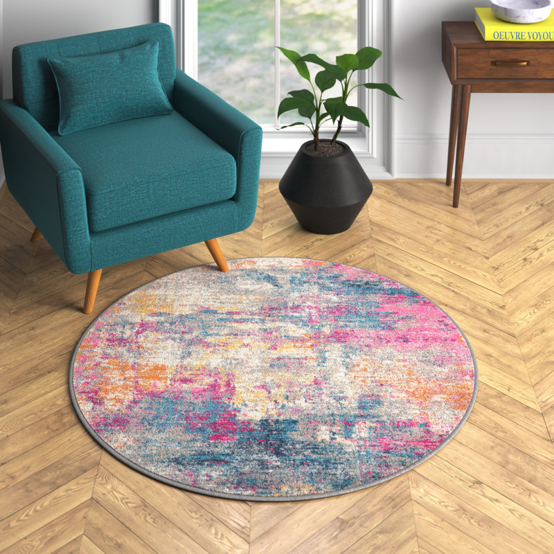 Abbate Abstract Indoor Rug, Round 4'