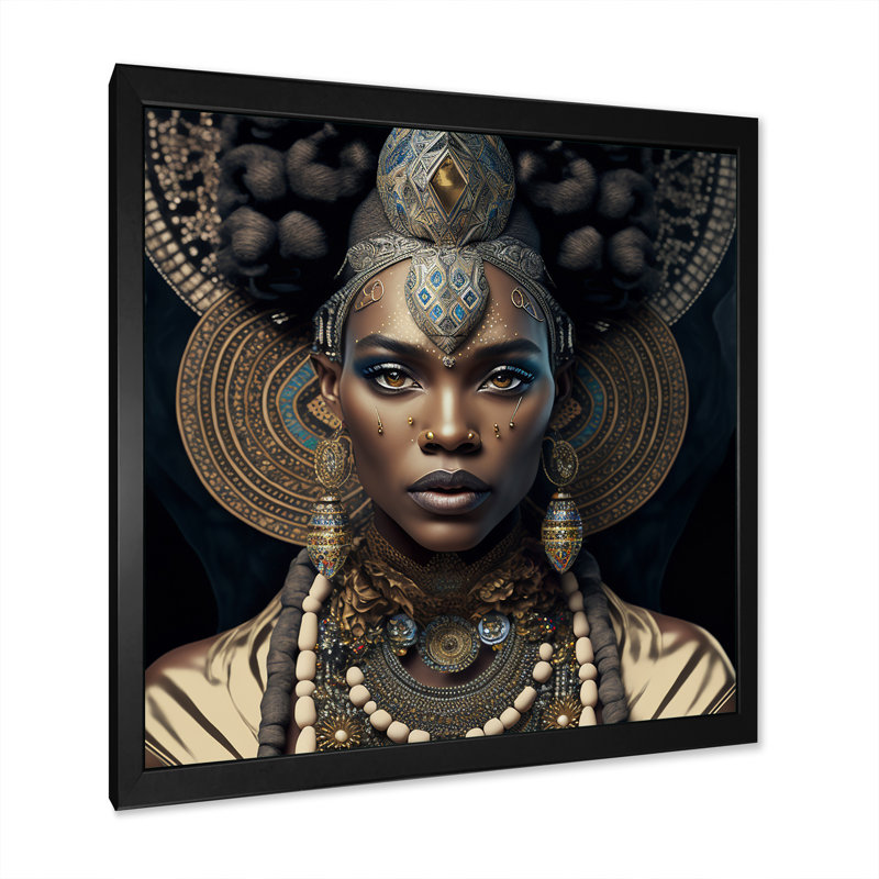 «Maspeth Tribal African Woman II», reproduction d'art sur toile encadrée, Toile avec cadre, H 16 po x l 16 po, Noir