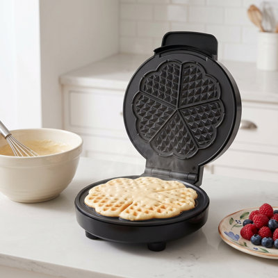 5 mini gaufriers en forme de cœur avec thermostat réglable, gaufrier antiadhésif pour le petit-déjeuner