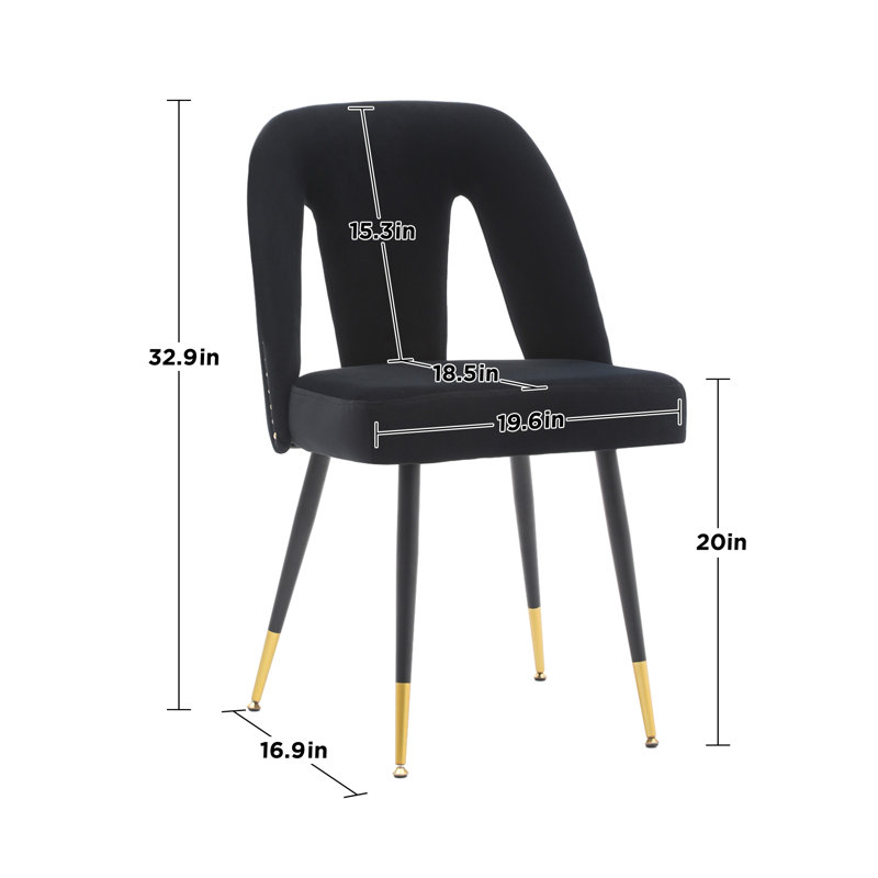 Chaise d'appoint rembourrée Kensley, Velours noir