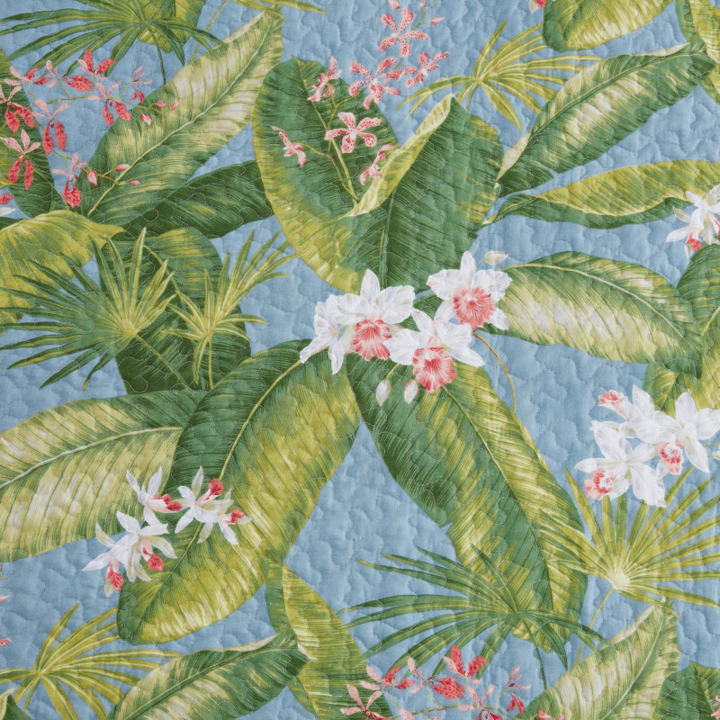 Tommy Bahama Aregada Dock Cotton Reversible Quilt Set, Full/Queen Quilt + 2 Standard Shams, Blue