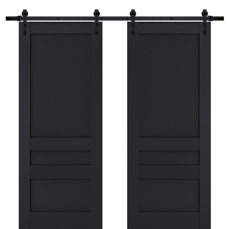Portes de grange à panneaux en bois Veregio, Antracite, 84 po x 84 po