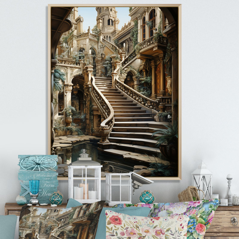Asloune Castles Royal Refuge Rich I, reproduction d'art sur toile, Cadre naturel flottant, H 20 po x l 12 po x P 1 po