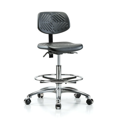 Chaise ergonomique en polyuréthane avec anneau de pied PERCH | Hauteur moyenne du banc: 20,25 à 28 po