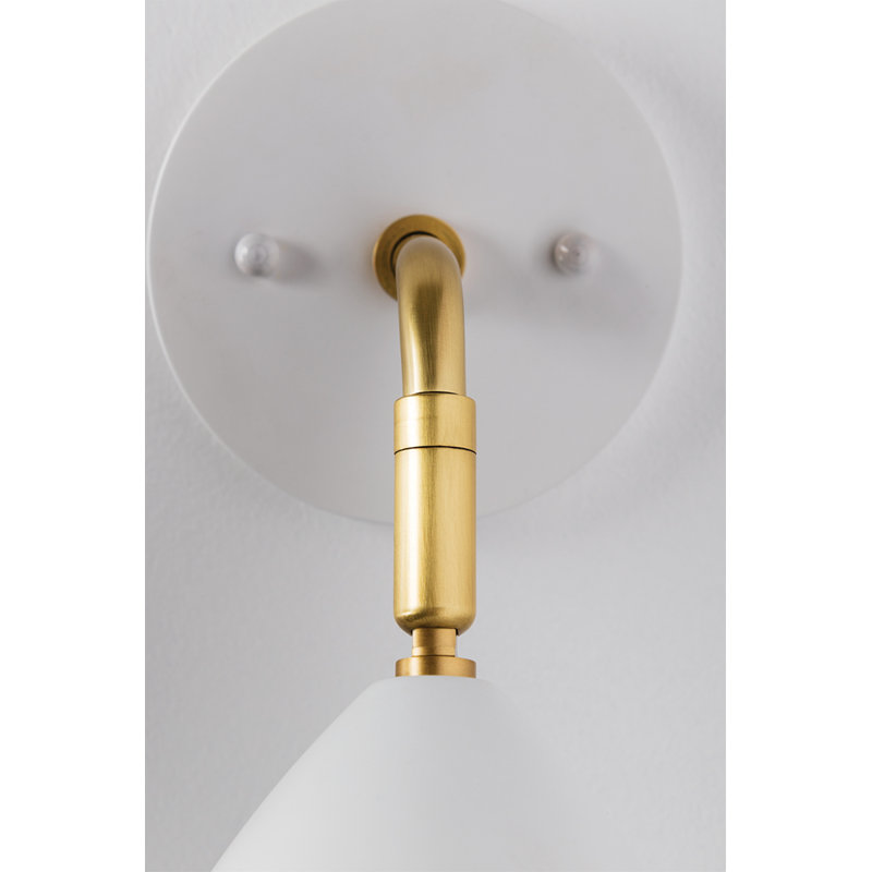 Gia 1 Light Wall Sconce, Aged Brass/White