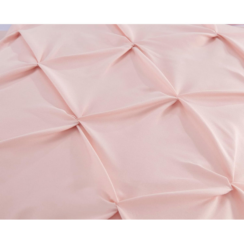 Berlin Pintuck Microfiber 3-Piece Comforter Set, Queen Comforter + 2 Standard Shams, Blush