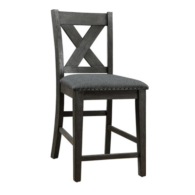 2 chaises de salle à manger grises à hauteur de comptoir, dossier en X avec assise coussinée, chaise en bois massif pour chaises modernes, hauteur, gris, dossier, assise relaxante 2
