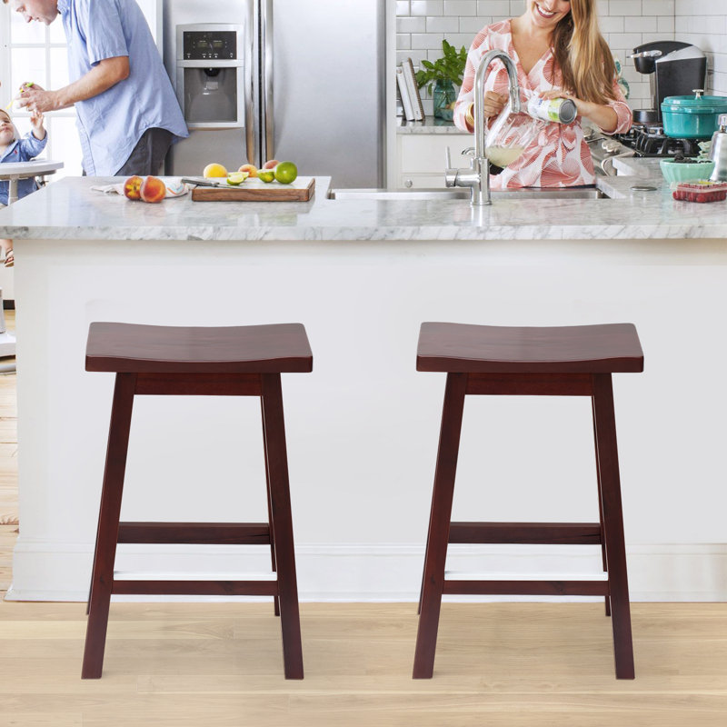 Jovanii Counter Stool with Solid Wood Frame Upholstered Kitchen Island Chair with Comfortable Seat and Footrest for Dining and Counter Height Seating