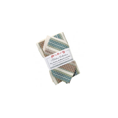 Karmelo Cotton Stripe Waffle Kitchen Towel Linen Set