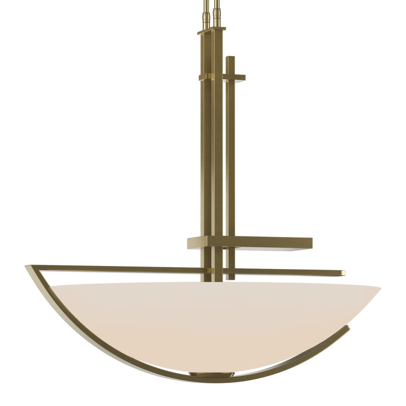 Ondrian 3 - Light Unique/Statement Bowl Pendant, Opal, Modern Brass