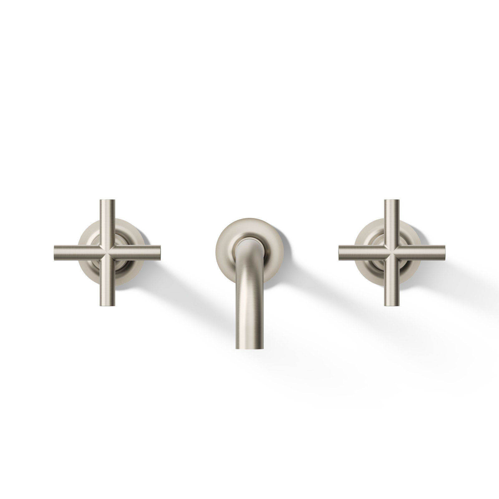 Purist Wall-Mounted Bathroom Sink Faucet, Vibrant Brushed Nickel, Cross Handle