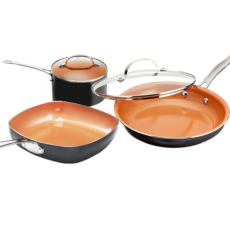 Gotham Steel 5 Piece Nonstick Cookware Set with Stay Cool Handles & Dishwasher Safe