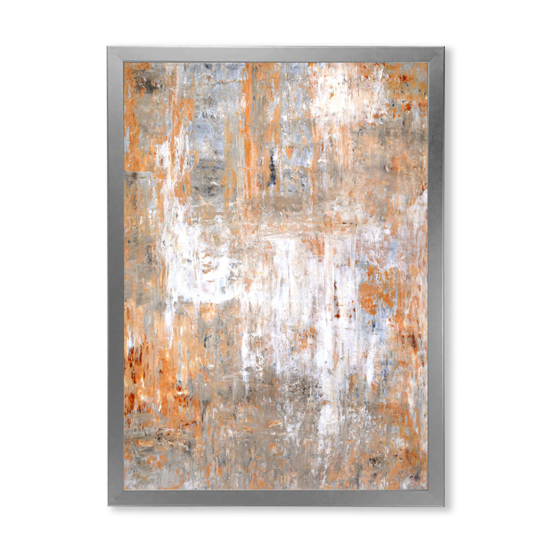 Art moderne gris et bleu II 2FDP47730, H 12 po x l 8 po x P 1 po, Encadrement argenté