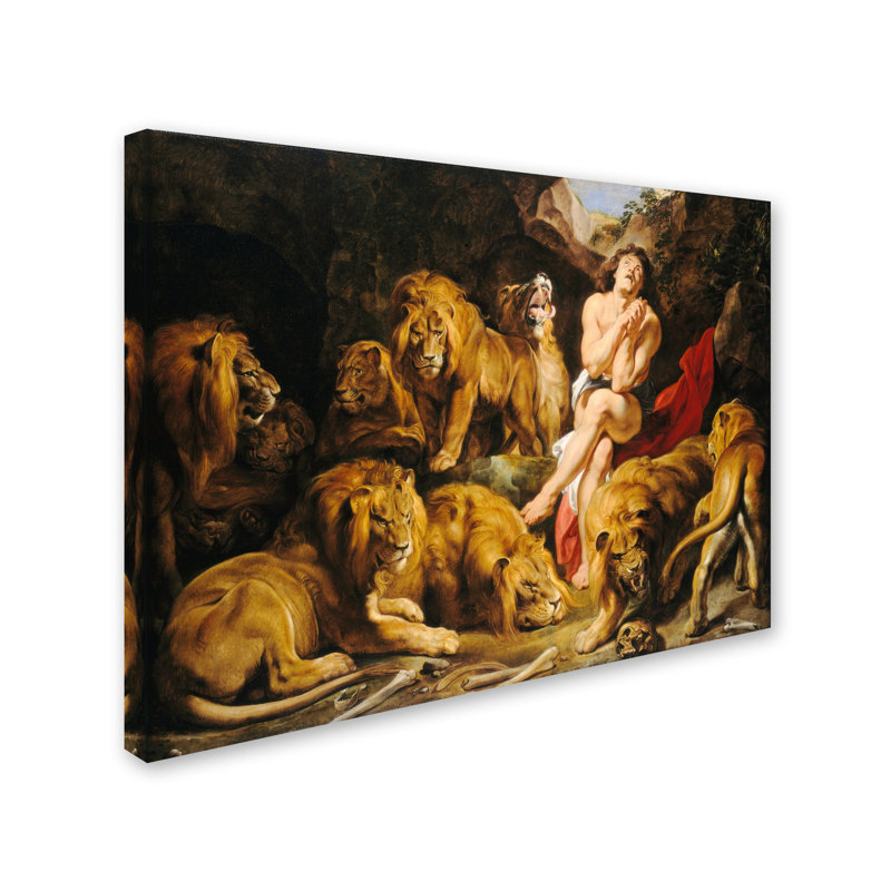 «Daniel In The Lions Den» par Peter Paul Rubens, reproduction sur toile tendue, H 14 po x l 19 po