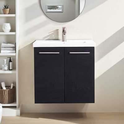 Ensemble de meuble-lavabo mural 24 po noir moderne