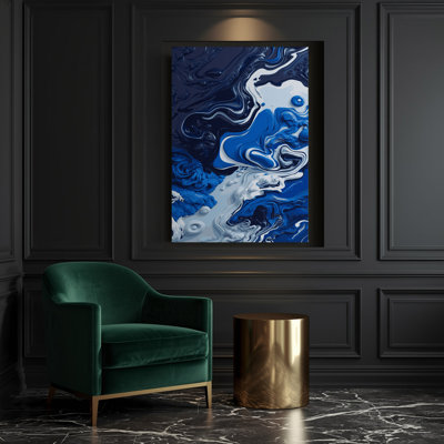 Abstrait art fluide sur toile bleue 6