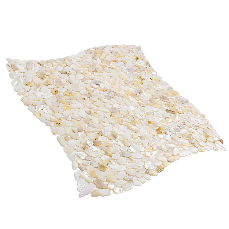Oyster 12x12 Pebbles Polished Pearl Mosaic Tile