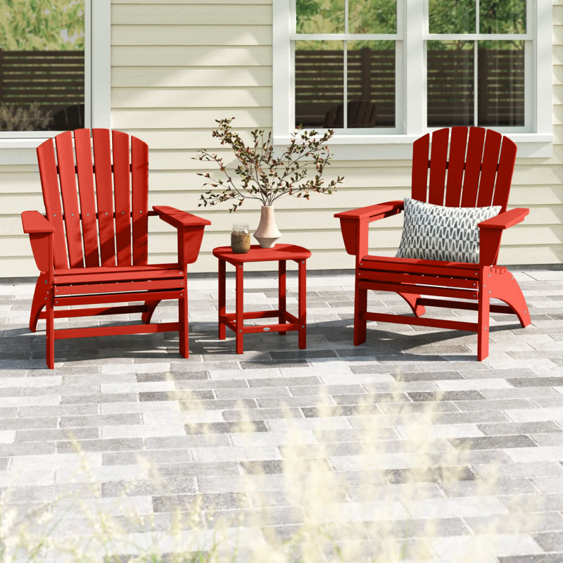 Ensemble Adirondack 3 pièces Nautical, Coucher de soleil rouge