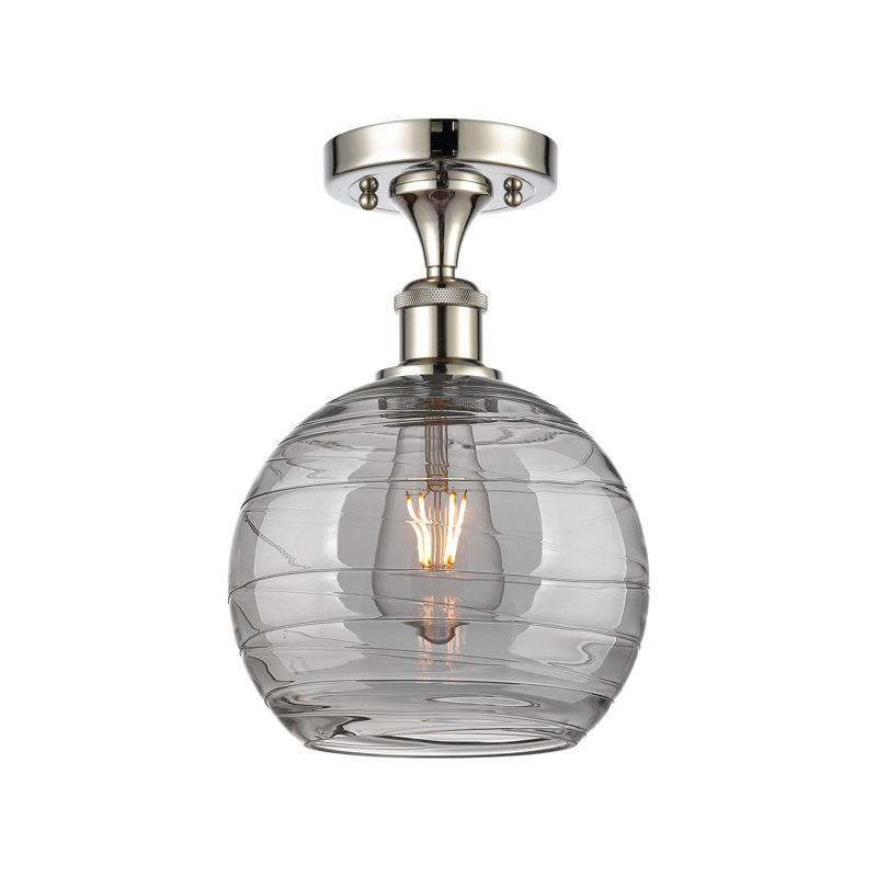 1 - Light Semi Flush Mount, Polished Nickel, 11.13" H x 13.75" W x 13.75" D