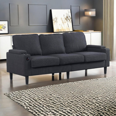 Dark Grey Color Knock Down 3-Seat Combo Sofa With Storage Ottoman For Living Room Apartment Bedroom And Compact Room, Upholstered Sectional Couch, L Shaped Bench With A Footrest, A Individual Storage