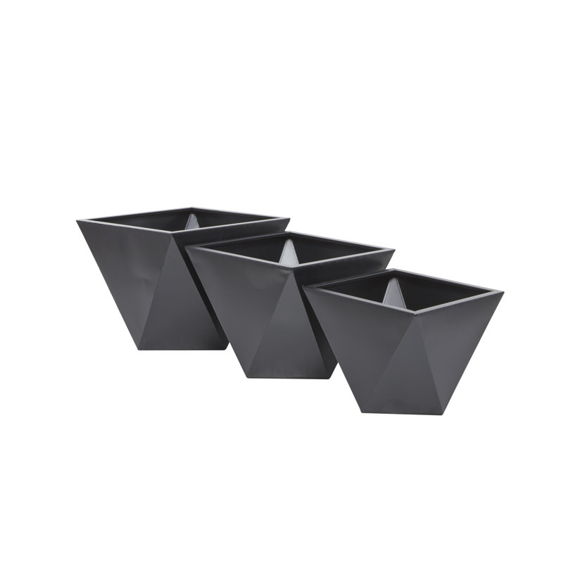 Esma Metal Planter - Set of 3, Black