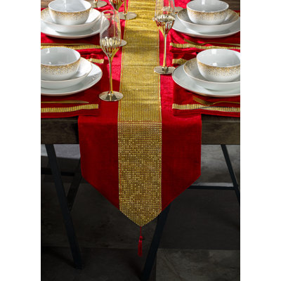 7pc Velvet Runner Set Double Diamante
