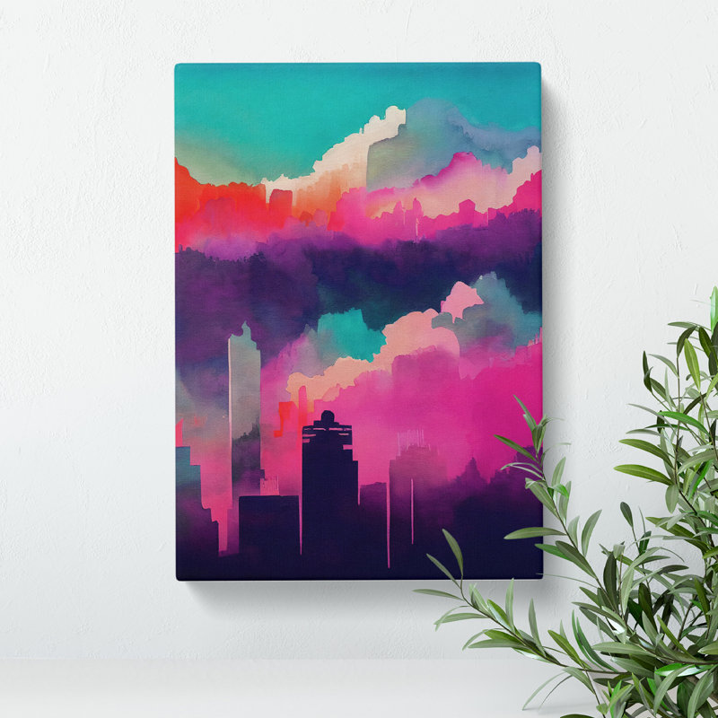City Skyline In Colour No.2 Abstract - Wrapped Canvas Print, 50cm H x 35cm W