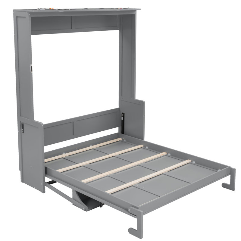Grand lit escamotable avec bureau, lumières DEL et station de charge USB
