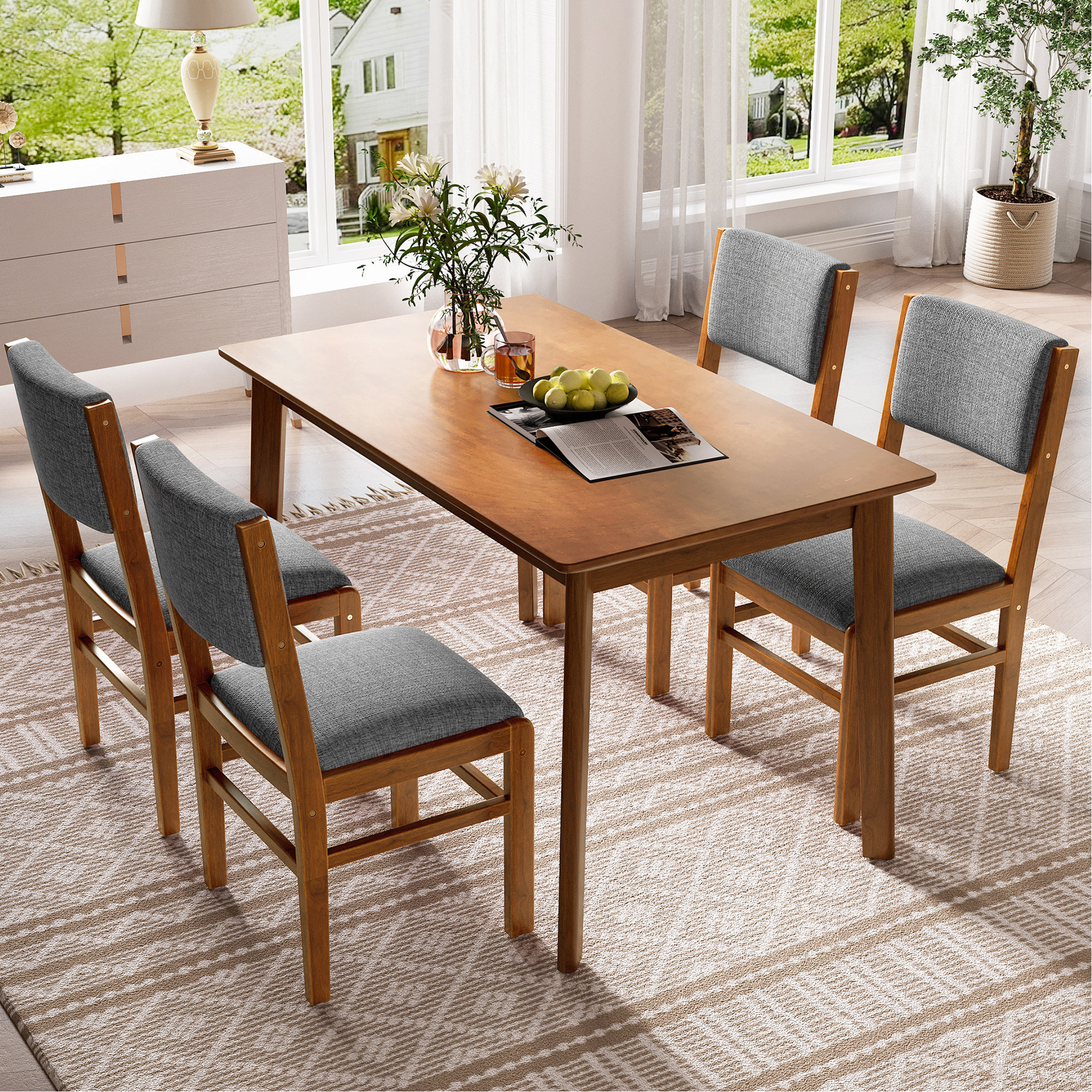 Piece Mid Century Modern Dining Table Sets Wentygam 5-Piece