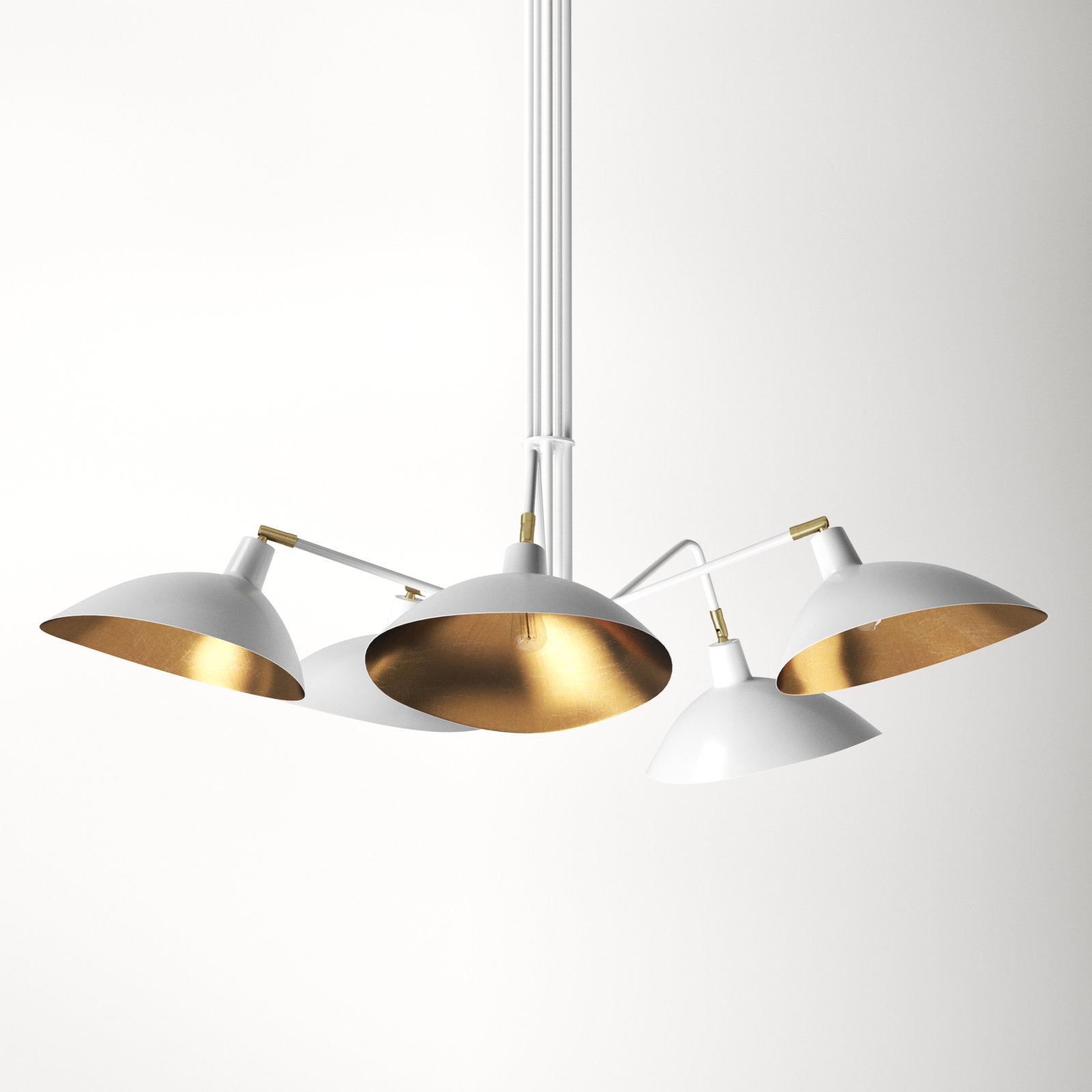 Duke 5 - Light Dimmable Geometric Chandelier, White