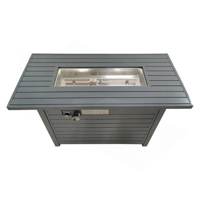 Table de foyer d'extérieur en acier au propane avec couvercle
