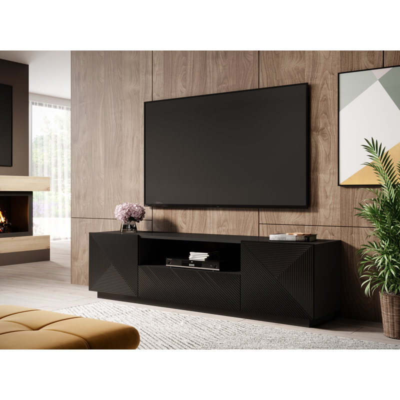 Menelik Unfinished TV Stand for TVs up to 55", Black
