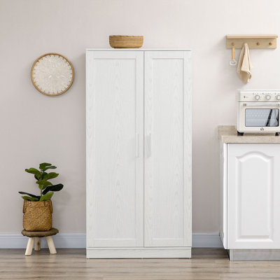 Armoire de rangement pour garde-manger de 63 po, armoire de cuisine autoportante à 14 niveaux avec 2 portes, tablettes réglables pour le salon et la salle à manger