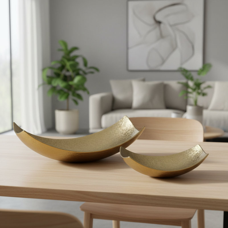 Halcott Cucha Large Scoop Bowl, 5.5" H x 17.25" W x 9.75" D, Gold