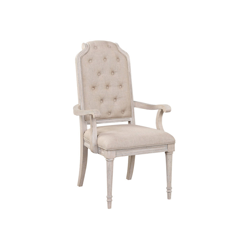 Chaise avec accoudoirs à finition blanc antique (ensemble de 2)