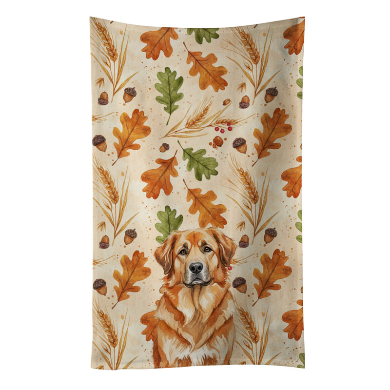 Red Leonberger Heirloom Fall Kitchen Towel, Red Leonberger
