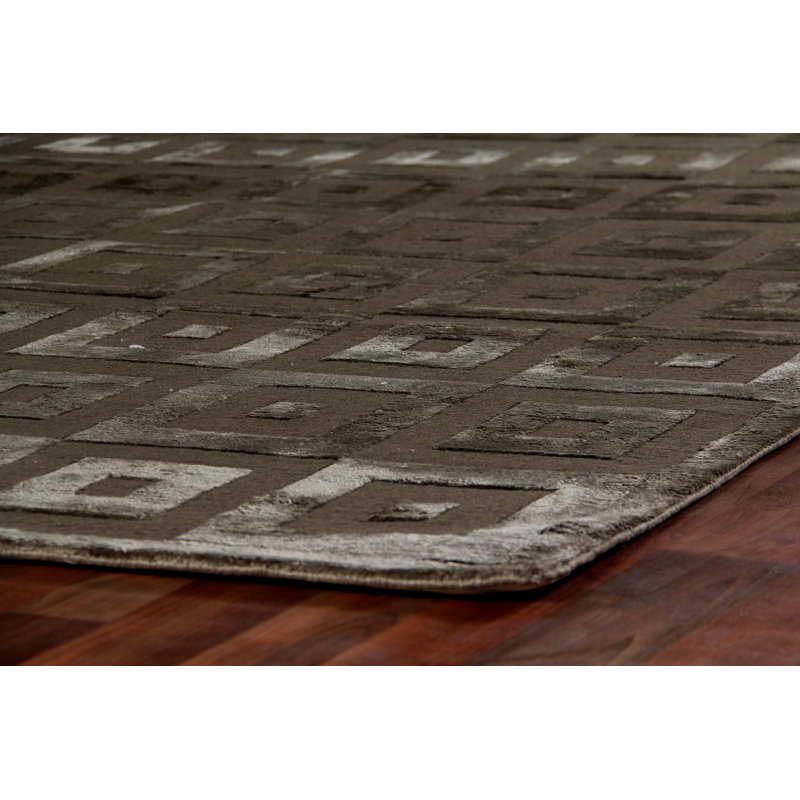 Metro-Velvet Geometric Area Rug in Khaki, Rectangle 10' x 14'
