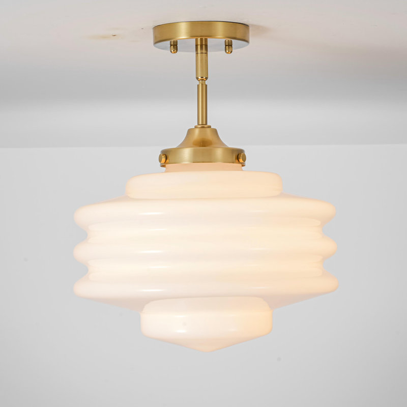 Suspension moderne à une lumière avec abat-jour en verre à trois couches
