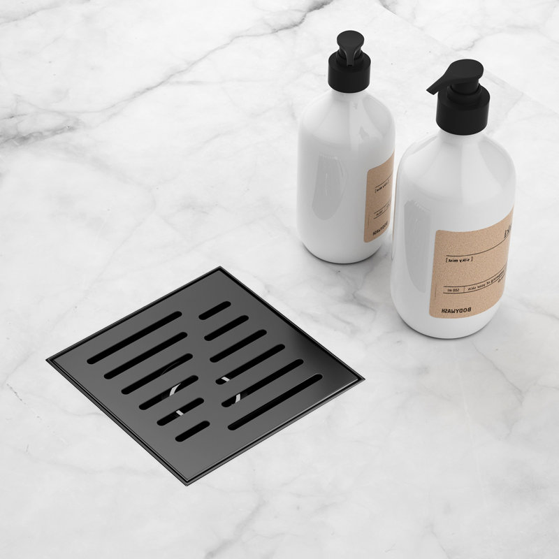 Bonde de plancher plaquée noire de 6 pouces (acier inoxydable)