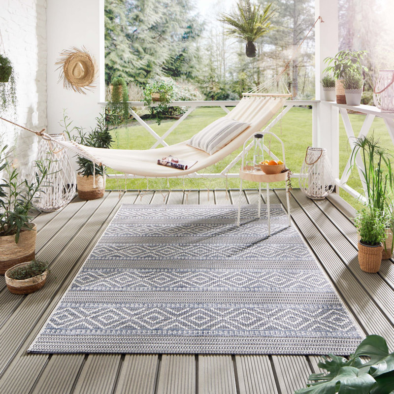 Freddy Striped Machine Woven Flatweave Indoor / Outdoor Area Rug, Rectangle 240 x 290cm