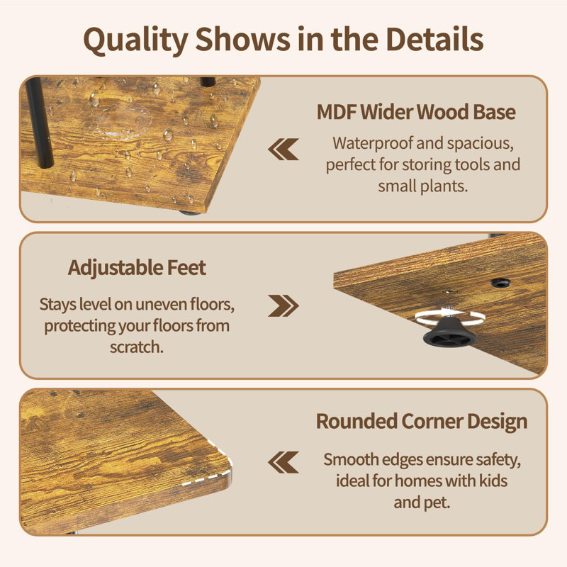 Support à plante noire en bois à 7 niveaux pour une grande jardinière robuste
