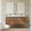 Ensemble de meuble-lavabo mural double 60 po en noyer grillé Isola-134514856-134514854
