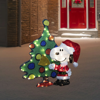 32" LED Lighted Peanuts Snoopy And Christmas Tree Outdoor Decoration - Clear Lights
