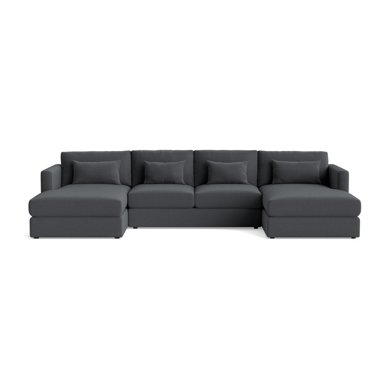 Haywood Chaise Loveseat U-Sectional, Performance Linen - Charcoal